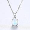 PAG &amp; MAG Collar de plata S925 con colgante de ópalo para mujer, estilo europeo y americano, cadena cruzada sencilla, joyería para el cuello.