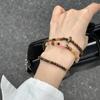 Serie de Colores Maillard Pulsera de Tres Capas con Múltiples Círculos de Ojo de Tigre Natural y Cristal Blanco Estilo Retro Chino Nuevo para Mujer