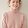 Suéter de Cachemira de Cuello Alto para Mujer, Otoño e Invierno Engrosado Color Sólido Cuello Solapa Jersey de Lana, Camisa Base Holgada Adelgazante