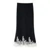 Ropa europea y americana transfronteriza para mujer, popular en AliExpress e INS, top corto informal retro de retazos de encaje de moda + falda midi