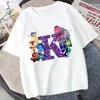 Camiseta Feminina Exclusiva Transfronteiriça com Estampa de Letras Inside Out, Letras em Inglês, Manga Curta Solta, Moda