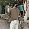 Camiseta masculina de manga comprida cor sólida primavera e outono nova marca de moda versátil casual gola redonda algodão roupas de banheiro camisa básica