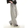 Pantalones Deportivos Rayados para Mujer Otoño Calle Alta Pantalones de Chándal Americanos Sueltos Rectos Casuales