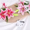 Lirio Artificial Impreso en 3D con 3 Cabezas de Flor Pequeñas y 1 Capullo, Adecuado para Decoraciones de Bodas, Salones de Bodas y Decoración del Hogar