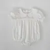 Conjunto de Ropa de Verano para Niños: Conjunto de Dos Piezas para Niña Estilo Muñeca con Top y Shorts, Mameluco de Bebé Bordado de Color Sólido, Conjuntos de Algodón a Juego para Hermanas