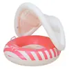 Flotador de natación, Flotador inflable de dibujos animados para bebés y niños pequeños, Salvavidas inflable para piscina exterior con dosel