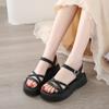 0513 Nuevas Sandalias Medias Zapatillas para Mujer 2025 Verano Negras Tacón Alto Zapatillas Casuales Zapatos de Mujer Aumentadas Transpirables Suela Gruesa