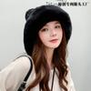 Boné de malha feminino fofo para outono e inverno, forrado com lã, grosso, bola de pelo, cor sólida, chapéu protetor de orelhas de malha Mao Mao
