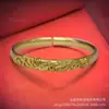 Joia de Jade para Casamento de Noiva, Pulseira Grossa com Padrão Dragão e Fênix em Ouro Três Ouros Genuíno, Ouro com Efeito Areia de Cobre, Pulseira Versátil de Luxo Leve