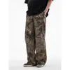 Pantalones Cargo Camuflados de Montaña para Hombre, Pantalones Anchos Rectos Holgados, Marca Americana de Moda, Pantalones de Paracaidista para Viajero
