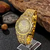 Reloj para Hombre de Moda y Estilo con Correa de Acero, Cielo Estrellado de Moda Incrustado con Diamantes Pantalla de Cuarzo de Tres Ojos con Números Romanos Venta al por Mayor