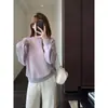 Estilo relajado, casual, rejuvenecedor, top holgado de cuello redondo con mangas raglán, sudadera corta para mujer, nuevo otoño/invierno 2026, H090909