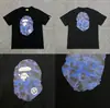 Marca da moda atacado transfronteiriço para comércio exterior Amazon: camiseta de manga curta tubarão de alta resistência, camiseta cabeça de macaco BAPE