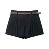 Para Comercio Exterior Europeo y Americano Transfronterizo Ropa de Mujer Aliexpress Más Vendido Verano Multicolor Shorts Casuales de Cintura Alta con Cinturón