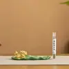 Soporte de incienso Hoja de loto Sapo Dorado Pixiu Quemador de incienso de resina Mascota de té Lindo Soporte de incienso de resina Base Bandeja Hogar Dormitorio Fragancia duradera Incienso