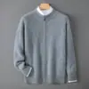 E-commerce Transfronteiriço Outono/Inverno Novo Estilo Tricô Lã Engrossado Masculino Gola Alta Meia Zíper Casual Suéter Casaco Cardigan