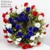 Guirnalda de Rosas Roja, Blanca y Azul del Día de la Independencia Transfronteriza Colgante de Decoración para el Hogar Pantalla de Mesa para Bodas Planta Simulada Rosas