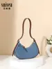 Bolso de Mujer de Moda Clásico de Mezclilla, Bolso de Mano Retro Francés en Forma de Media Luna, Bolso de Hombro Tridimensional Simple, Bolso de Axila, Bolso Cruzado