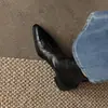 Botines elásticos de mujer estilo retro con punta cuadrada y tacón grueso, botines negros versátiles de ajuste ceñido, botines cortos de moda