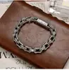 Pulseira Irregular com Ondas de Água Banhada a Prata Masculina Rústica Agressiva Simples Europeia e Americana Pulseira de Motocicleta Hip-hop