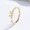 Anillo Abierto de Mariposa con Cadena de Hielo Picado para Mujer Anillo de Plata 925 Joyería de Mano de Nicho de Alta Gama Joyería de Moda de Lujo Accesible