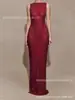 Vestido Longo Justo de Cor Sólida com Zíper e Fenda, Novo Estilo Europeu e Americano, Sexy e Elegante