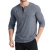 Camisa Henle de Manga Longa Jacquard Masculina Outono e Inverno Transfronteiriça Camiseta Retro Masculina Europeia e Americana Tricô de Cor Combinada com Três Botões