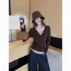 Otoño/Invierno 2026 Nuevo Estilo Coreano Camiseta de Manga Larga con Cuello Henley de Dos Piezas Falsas Adelgazante Versátil Temperamento Top de Moda