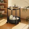 Mesa Lateral Carrinho de Vidro Móvel, Mesa de Centro Pequena para Sofá de Sala de Estar, Prateleira de Armazenamento, Mesa de Cabeceira de Quarto Estilo Francês de Luxo Leve