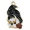 Itens Populares Transfronteiriços: Caveira, Corvo, Pássaro, Estilo Escuro Acessórios de Esmalte DIY, Pulseira, Chaveiro, Pingente, Pingente Decorativo