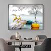 Pintura Decorativa de Sala de Estar de Luxo Leve e Atmosférica, Mesa de Jantar de Alto Nível, Pintura Suspensa para Sala de Jantar, Mural de Parede Moderno Minimalista para Restaurante