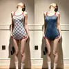 Maiô de corrida estampado estilo francês, peça única, modelador, sem bojo, camada única, reversível para mulheres