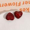 Parche de pendientes de resina de corazón rojo geométrico plateado semitransparente de epoxi, cuadrado redondo, accesorios de joyería DIY al por mayor
