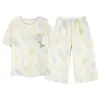[Algodón Puro] Pijama de Mujer Verano 2026 Estilo Nuevo Manga Corta Sencillo Ropa de Casa Pantalón Tres Cuartos Ropa de Casa Conjunto de Dos Piezas