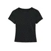 Ropa de Mujer al por Mayor Transfronteriza Camiseta de Manga Corta con Lunares Estilo Europeo y Americano para Mujer, Nuevo Verano 2026 Top Corto Versátil