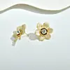 Pendientes Vintage de Plata con Flor de Goteo de Aceite y Cristales, Pendientes Versátiles de Diseño Exquisito y de Moda Transfronterizos