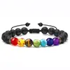 Pulsera Popular Transfronteriza de Aleación y Piedra Natural Piedra Volcánica Turquesa Ojo de Tigre Pulsera Trenzada Pulsera Ajustable de Cuentas