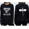 2025 Academia de Guerra de Basgiath Moletom Crewneck Frente e Verso Moletom Quarta Asa Cor Violeta Sorre