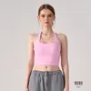 Sujetador deportivo cruzado al cuello con espalda abierta y diseño retorcido para mujer, top tipo tank top abierto en la espalda para yoga con almohadillas en el pecho, ropa deportiva para correr y fitness para mujer