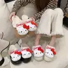 Lindas pantuflas de gato esponjosas para mujer, cómodas pantuflas de algodón para usar al aire libre, con diseño de caricatura, adecuadas para uso en casa, nuevo estilo de invierno con suelas gruesas