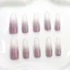 Uñas Postizas Estilo Ballet Ins Degradado Morado Niebla, Degradado de Color Nude Morado Grisáceo Nebuloso, 30 Piezas, Tiras para Uñas Iluminadoras, Disponibles para Venta al por Mayor