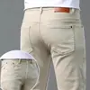 Calça comprida jeans de alta qualidade europeia para primavera-verão, cor cáqui, feita de Lyocell Tencel para homens, 2026, corte slim, elástica