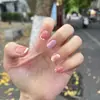 Crema de Taro Lunares Francesa Difuminada Blanqueadora Más Fácil de Combinar Parche para Uñas Postizas Removible Uña Portátil 24 Piezas
