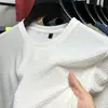 Camiseta de Manga Corta para Hombre, Marca de Moda, Ajuste Holgado de Verano, Manga de Tres Cuartos, Nuevo Modelo 2024, Estilo de Celebridad de Internet, Top Sencillo Estampado