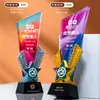 Personalización de Trofeo de Cristal Creativo Madera Maciza Competencia Infantil Medalla de Honor Ceremonia de Premiación de Empleados de Empresa