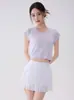 Top Deportivo Corto para Mujer con Hermoso Diseño en la Espalda, Camiseta de Malla de Manga Corta, Cubierta de Yoga Jacquard Retorcido, Ropa Transpirable de Verano para Fitness