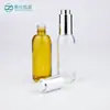 Botellas gotero de fondo redondo en stock, Botellas de aceites esenciales, Cosméticos al por mayor, Botellas de loción de vidrio marrón de 15 ml, Botellas transparentes vacías