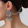 Set de Aretes y Cadena para el Cabello de Estilo Indio Más Vendido Transfronterizo, Versátiles Aretes de Cristal con Incrustaciones de Diamantes Bohemios