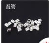 Plata esterlina S925 tubo corto tubo redondo tubo cuadrado cuentas espaciadoras DIY hecho a mano cuentas cuerda de cuero negro accesorios simple tubo cuadrado cuentas sueltas