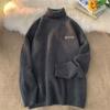 Suéter de Gola Alta Estilo Americano Masculino Outono e Inverno Engrossado Solto Estilo Preguiçoso Suéter de Tricô de Alta Qualidade Estilo Japonês Retrô Roupa de Baixo Quente